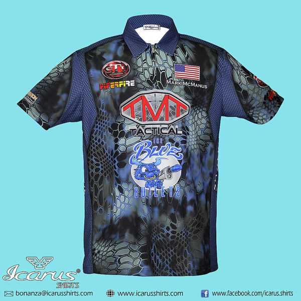 TMT Tactical Blue Bullets Dry Fit Shirt for Shooting