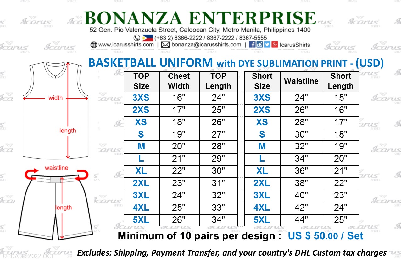 Basketball Shorts Size Chart