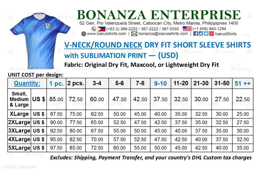 active dry shirt size chart